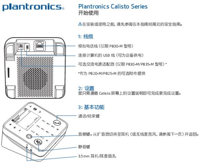 缤特力Calisto 800 系列安装示意图